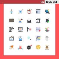 Pictogram Set of 25 Simple Flat Colors of wide search pocket watch server web Editable Vector Design Elements