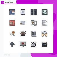 User Interface Pack of 16 Basic Flat Color Filled Lines of dj audio smartphone mirror broken Editable Creative Vector Design Elements