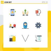 9 Flat Color concept for Websites Mobile and Apps baby health begin diet start Editable Vector Design Elements
