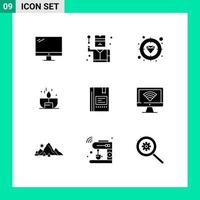 Universal Icon Symbols Group of 9 Modern Solid Glyphs of shine light spy dark target Editable Vector Design Elements