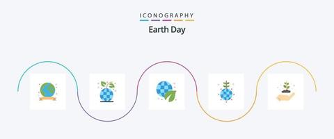 Earth Day Flat 5 Icon Pack Including ecology. green. earth day. world. earth vector