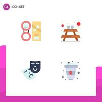 Modern Set of 4 Flat Icons and symbols such as make up role make picnic cola Editable Vector Design Elements