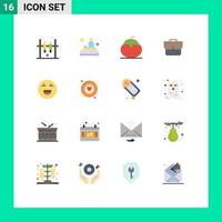 Modern Set of 16 Flat Colors Pictograph of chat suitcase food case vegetables Editable Pack of Creative Vector Design Elements