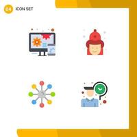 4 Flat Icon concept for Websites Mobile and Apps adaptive skin fight firemen skin Editable Vector Design Elements