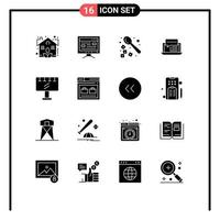 16 Universal Solid Glyph Signs Symbols of social internet barista dialog consulting Editable Vector Design Elements
