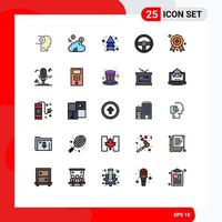 conjunto de 25 iconos modernos de la interfaz de usuario signos de símbolos para los elementos de diseño vectorial editables del dispositivo de rueda de flechas de premio vector