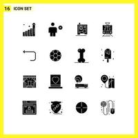 Group of 16 Modern Solid Glyphs Set for loop arrow arrow printer vehicle public Editable Vector Design Elements