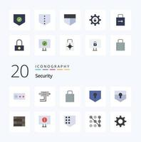 20 Security Flat Color icon Pack like lock pad arrow security settings protection vector