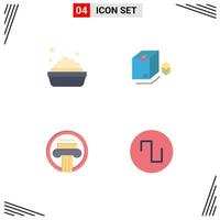 Pack of 4 Modern Flat Icons Signs and Symbols for Web Print Media such as bowl building box bundle greek Editable Vector Design Elements