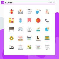 Pack of 25 Modern Flat Colors Signs and Symbols for Web Print Media such as human body mail avatar mail Editable Vector Design Elements