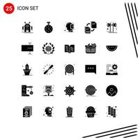 25 User Interface Solid Glyph Pack of modern Signs and Symbols of loudspeaker document head file sharing Editable Vector Design Elements