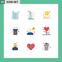 Stock Vector Icon Pack of 9 Line Signs and Symbols for money cancer day hand rostrum podium Editable Vector Design Elements