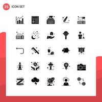 Set of 25 Modern UI Icons Symbols Signs for mouse accessories keys marker drawing Editable Vector Design Elements