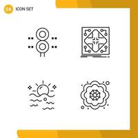 4 User Interface Line Pack of modern Signs and Symbols of sign grid train infrastructure sky Editable Vector Design Elements