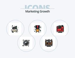 línea de crecimiento de marketing lleno de icono paquete 5 diseño de icono. el crecimiento del negocio. seguridad. negocio. buscar. palabras clave vector