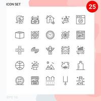 25 User Interface Line Pack of modern Signs and Symbols of app lamp estate flame care Editable Vector Design Elements