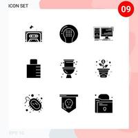 User Interface Pack of 9 Basic Solid Glyphs of mechanical protect computer lock pad system Editable Vector Design Elements