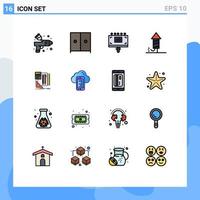 Flat Color Filled Line Pack of 16 Universal Symbols of calculator stationary advertising holiday festival Editable Creative Vector Design Elements