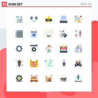 25 User Interface Flat Color Pack of modern Signs and Symbols of celebrate office badge drawer archive Editable Vector Design Elements