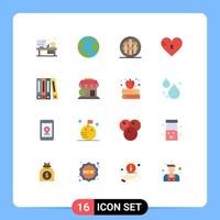 16 Flat Color concept for Websites Mobile and Apps file love food heart lock Editable Pack of Creative Vector Design Elements