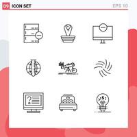 Set of 9 Modern UI Icons Symbols Signs for market analysis king market analysis hardware Editable Vector Design Elements