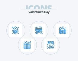 día de san valentín icono azul paquete 5 diseño de iconos. romance. calzoncillos. cuerda. amar. romance vector