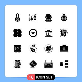Set of 16 Modern UI Icons Symbols Signs for coin omelet sheep kitchen globe Editable Vector Design Elements