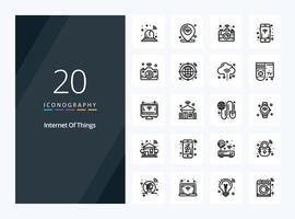 20 Internet Of Things Outline icon for presentation vector