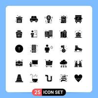 Universal Icon Symbols Group of 25 Modern Solid Glyphs of transport bus bulb zhihu china Editable Vector Design Elements