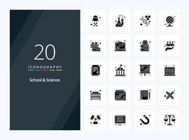 20 School And Science Solid Glyph icon for presentation vector