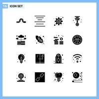 Modern Set of 16 Solid Glyphs and symbols such as network database fix tools garage Editable Vector Design Elements