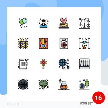 16 Universal Flat Color Filled Line Signs Symbols of food server egg save data Editable Creative Vector Design Elements