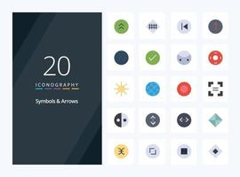 20 símbolos flechas icono de color plano para presentación vector