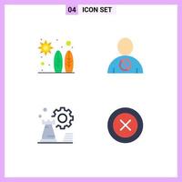 4 User Interface Flat Icon Pack of modern Signs and Symbols of beach strategy wave body chess Editable Vector Design Elements