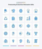 Creative Productivity And Business Motivation Skills 25 Blue icon pack  Such As lightbulb. innovation. human. idea. work vector