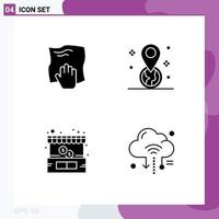 Set of 4 Modern UI Icons Symbols Signs for cleaning buy rub gps shop Editable Vector Design Elements
