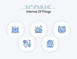 Internet Of Things Blue Icon Pack 5 Icon Design. cloud. wifi. iot. switch. home vector