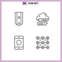 4 Creative Icons Modern Signs and Symbols of diamond messages one secure communication Editable Vector Design Elements