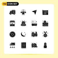 16 Universal Solid Glyph Signs Symbols of shop photo pin sketch paper Editable Vector Design Elements