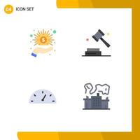 4 Universal Flat Icon Signs Symbols of business gauge money digital factory Editable Vector Design Elements