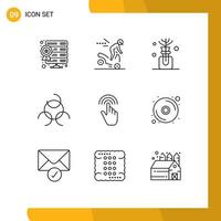 Modern Set of 9 Outlines and symbols such as tap hand aroma gestures biology sign Editable Vector Design Elements