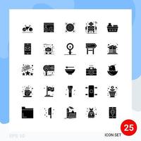 Solid Glyph Pack of 25 Universal Symbols of robot gear office pertinent business Editable Vector Design Elements