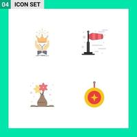 Modern Set of 4 Flat Icons Pictograph of crown art market weather greek Editable Vector Design Elements