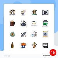 Pictogram Set of 16 Simple Flat Color Filled Lines of alcoholparty frame placement focus female web developer Editable Creative Vector Design Elements