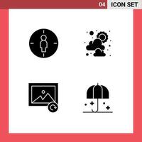 4 User Interface Solid Glyph Pack of modern Signs and Symbols of man reload target weather protection Editable Vector Design Elements