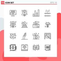 Set of 16 Modern UI Icons Symbols Signs for idea creative science marshmallow food Editable Vector Design Elements
