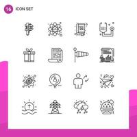 16 iconos creativos signos y símbolos modernos de medicina forma libro fitness codificación elementos de diseño vectorial editables vector