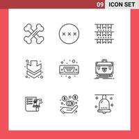 9 Universal Outlines Set for Web and Mobile Applications port display american full arrow Editable Vector Design Elements