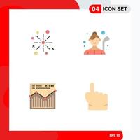 Group of 4 Modern Flat Icons Set for bang golf player crackers fireworks lady golfer Editable Vector Design Elements