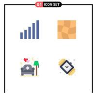 paquete de 4 signos y símbolos de iconos planos modernos para medios de impresión web como conexión amor distorsionar accesorios de sofá elementos de diseño vectorial editables vector